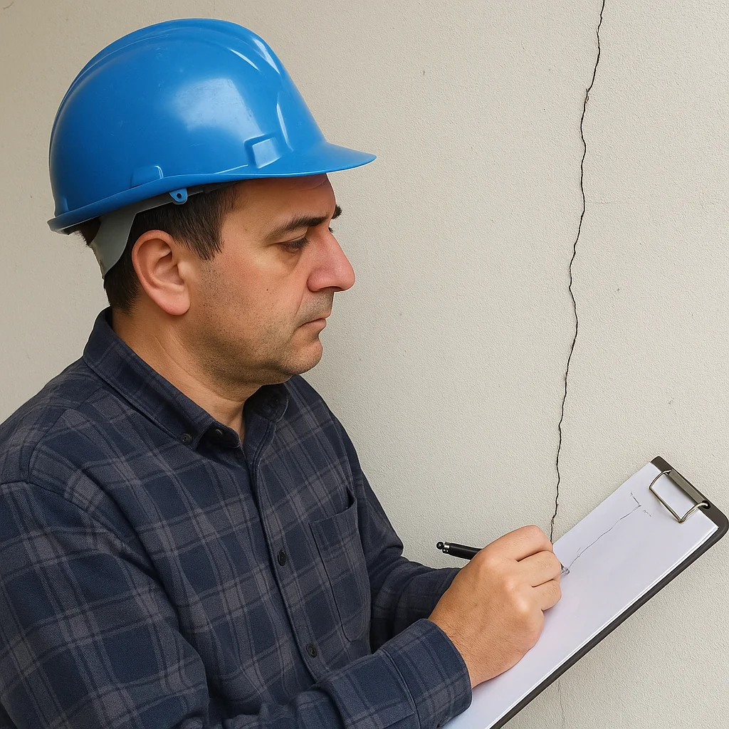 Inginer realizând expertiză tehnică structurală