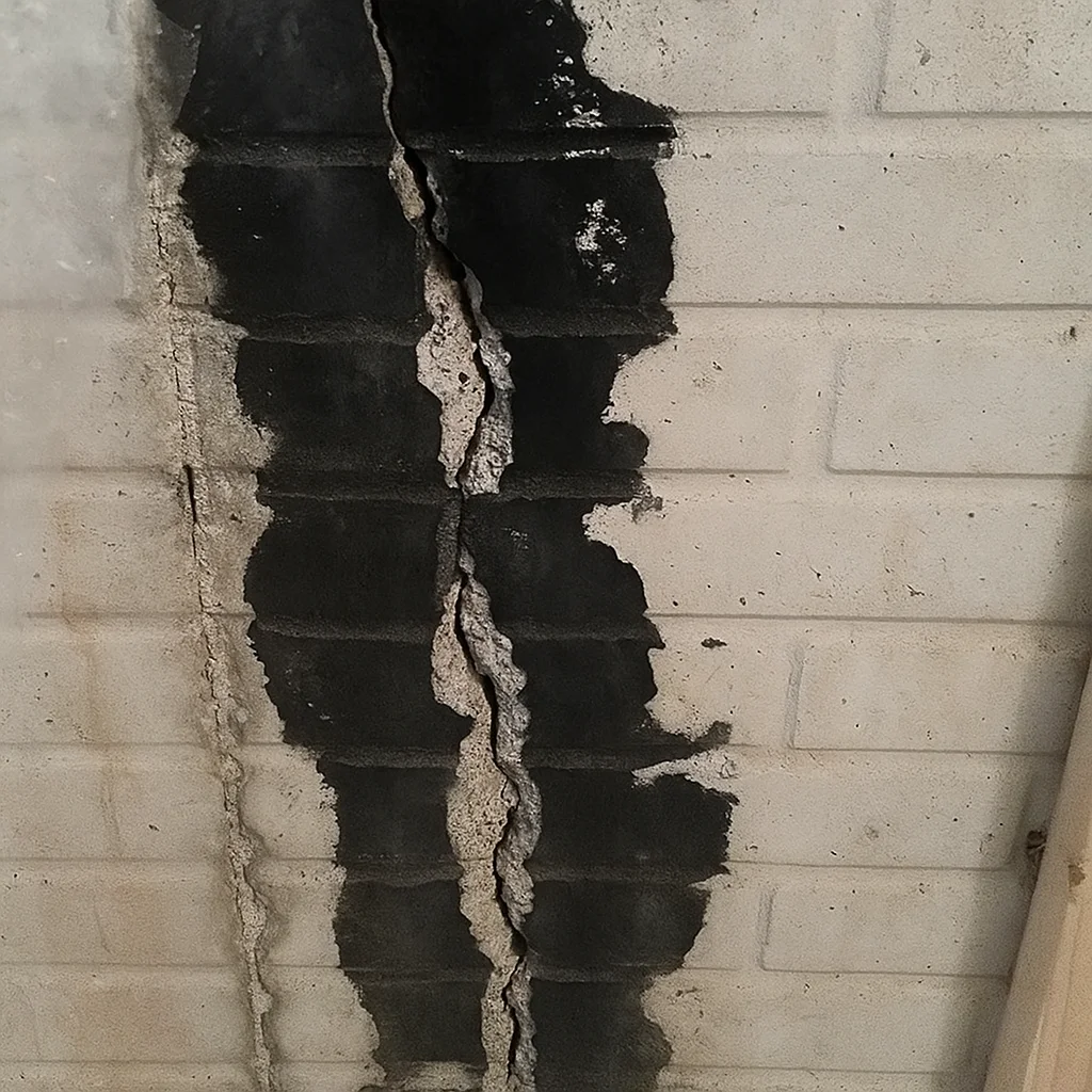 Fisuri 20mm în peretele despărțitor Brăgădiru înainte